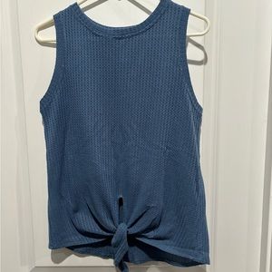 Fashion Tie Front Ribbed Tank Top, SZ L